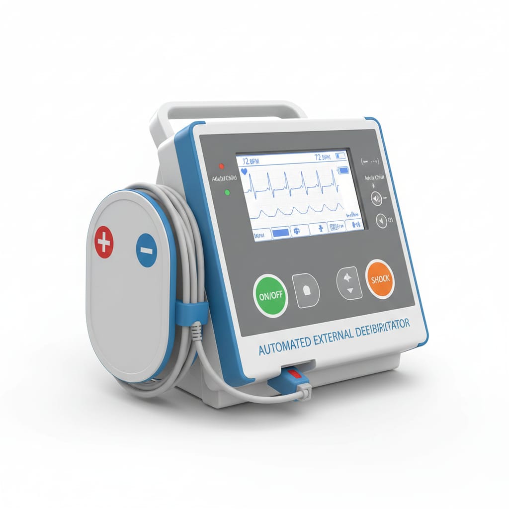 Automated external defibrillator for emergency care
